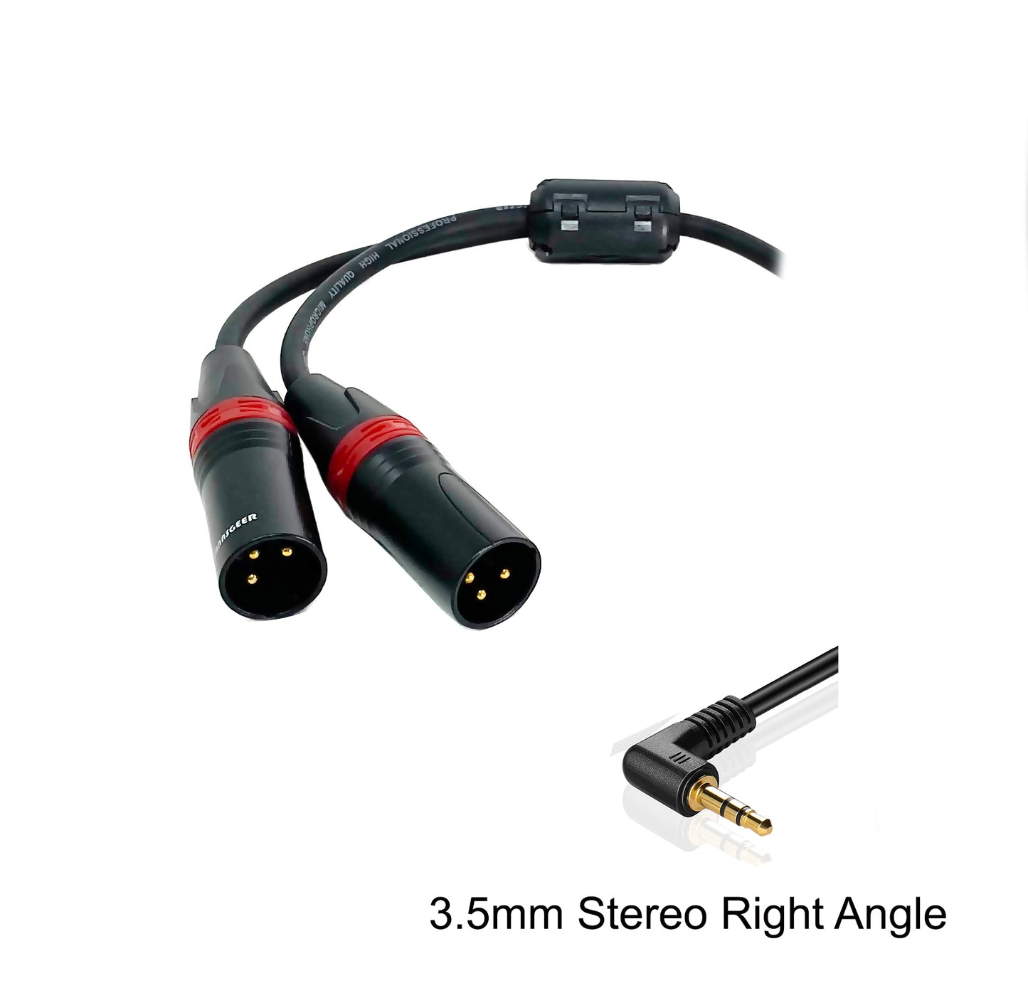 Rannsgeer 3.5mm TRS to Dual XLR Male Y-Splitter Cable | Gold-Plated Audio Patch Cord