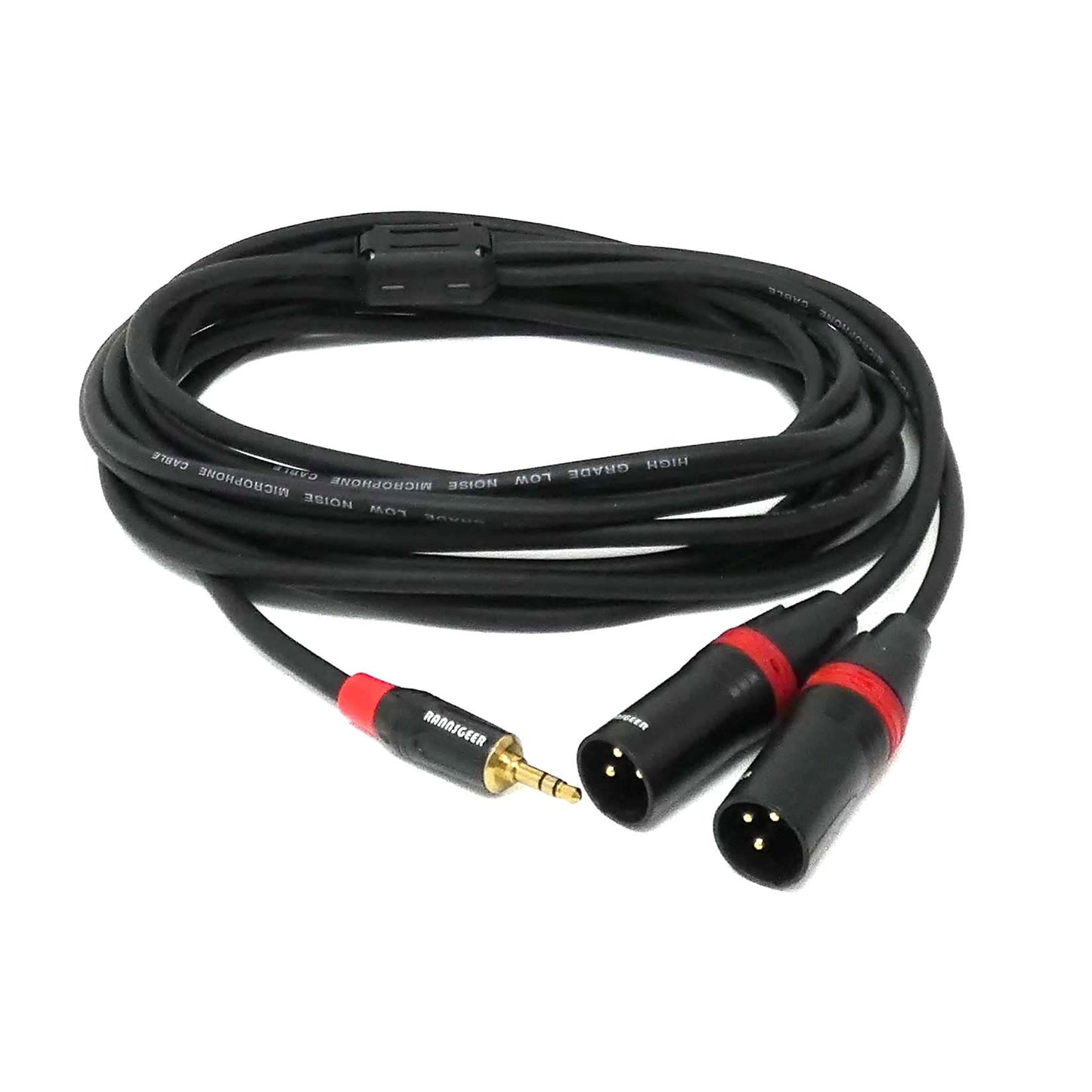 Rannsgeer 3.5mm TRS to Dual XLR Male Y-Splitter Cable | Gold-Plated Audio Patch Cord