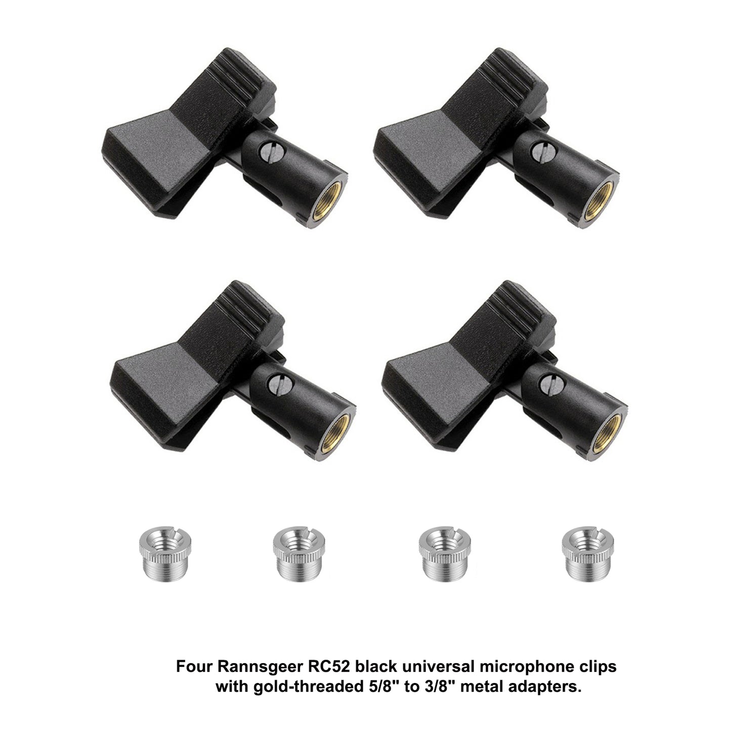 Rannsgeer Universal Microphone Clips (4 Pack) - 5/8" to 3/8" Adapters RC52
