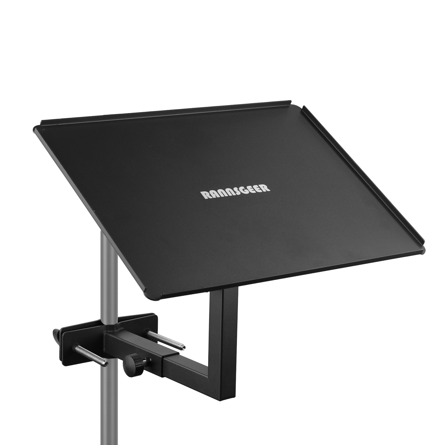 Rannsgeer RHT602 Adjustable Laptop & Tablet Tray | 360° Swivel & Tilt Mount for Speaker Stands & Treadmills (10x13")