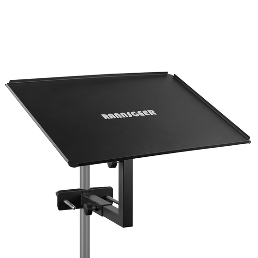 Rannsgeer RHT603 Adjustable Laptop Tray | 360° Swivel & Tilt Mount for Speaker Stands & Treadmills (11x16")