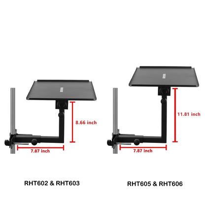 Rannsgeer RHT605 Upgraded Laptop Tray Mount with Extended L-Beam (11" x 15.6") - Adjustable 360 Swivel Tilt Clamp for Treadmill and Speaker Stand