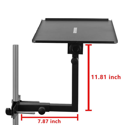 Rannsgeer RHT605 Upgraded Laptop Tray Mount with Extended L-Beam (11" x 15.6") - Adjustable 360 Swivel Tilt Clamp for Treadmill and Speaker Stand
