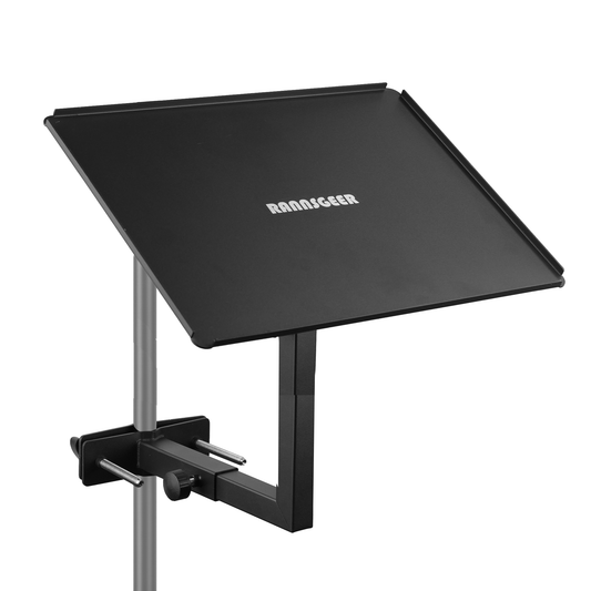 Rannsgeer RHT606 Extended 9.8" x 13" Laptop Tray Mount with 3-Inch Expanded L-Beam, 360° Swivel Projector & Tablet Holder Clamp for Treadmill, DJ Stand