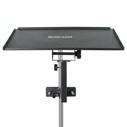 Rannsgeer RHT602 Adjustable Laptop & Tablet Tray | 360° Swivel & Tilt Mount for Speaker Stands & Treadmills (10x13")