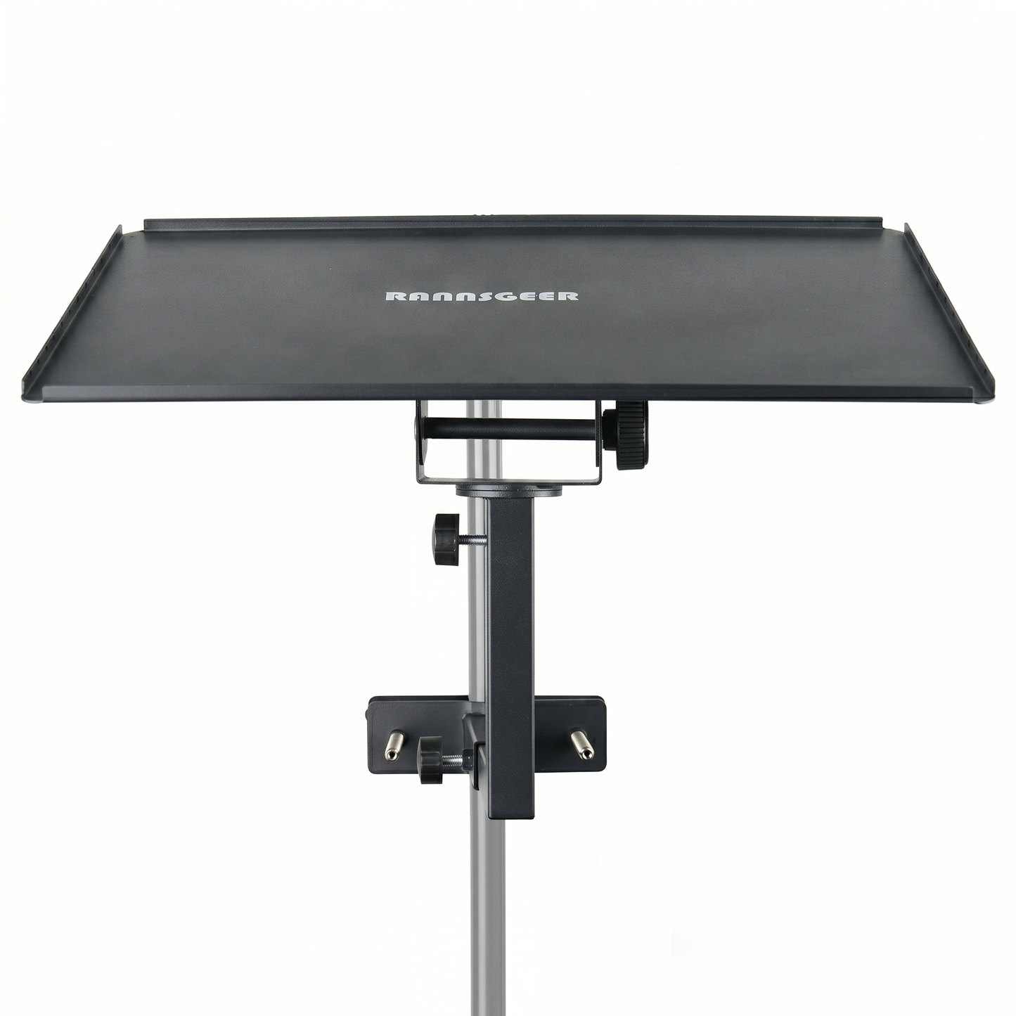 Rannsgeer RHT603 Adjustable Laptop Tray | 360° Swivel & Tilt Mount for Speaker Stands & Treadmills (11x16")