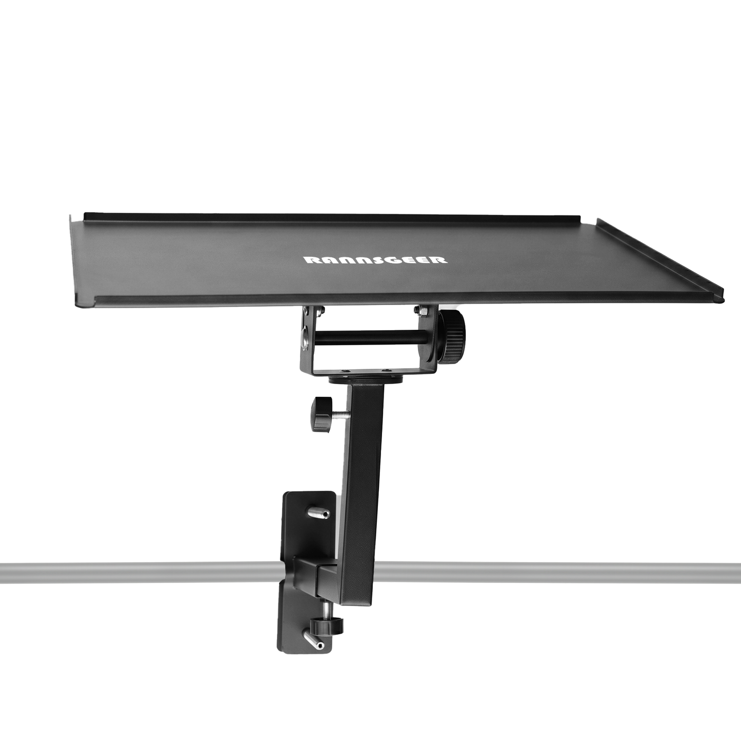 Rannsgeer RHT603 Adjustable Laptop Tray | 360° Swivel & Tilt Mount for Speaker Stands & Treadmills (11x16")