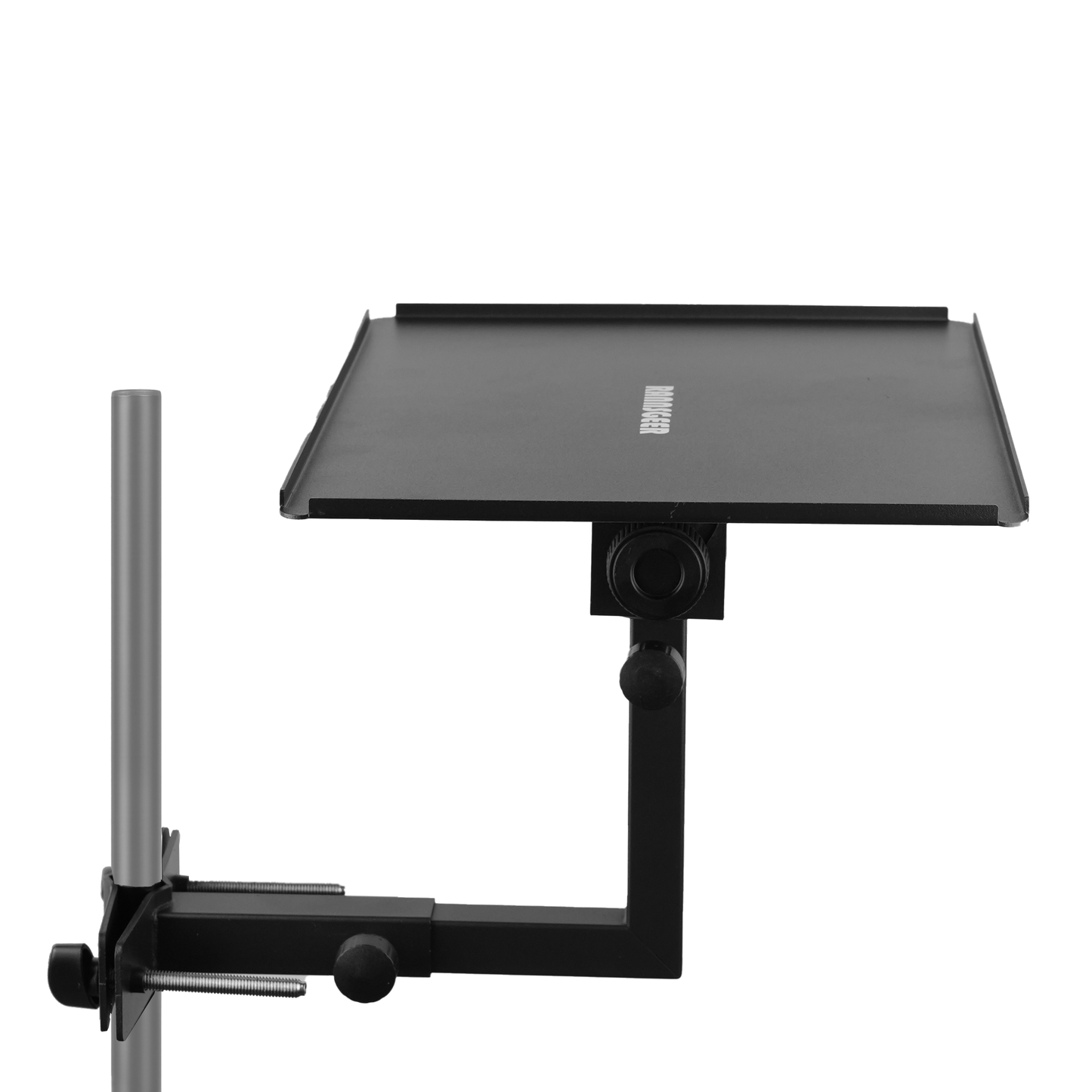 Rannsgeer RHT603 Adjustable Laptop Tray | 360° Swivel & Tilt Mount for Speaker Stands & Treadmills (11x16")