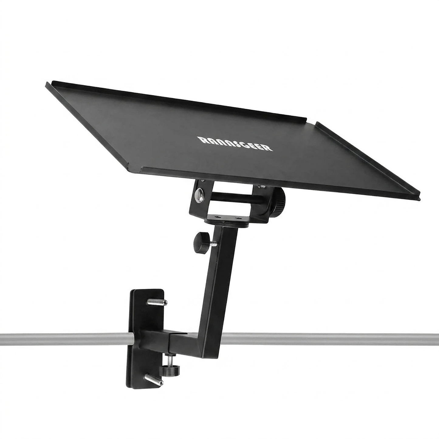 Rannsgeer RHT602 Adjustable Laptop & Tablet Tray | 360° Swivel & Tilt Mount for Speaker Stands & Treadmills (10x13")