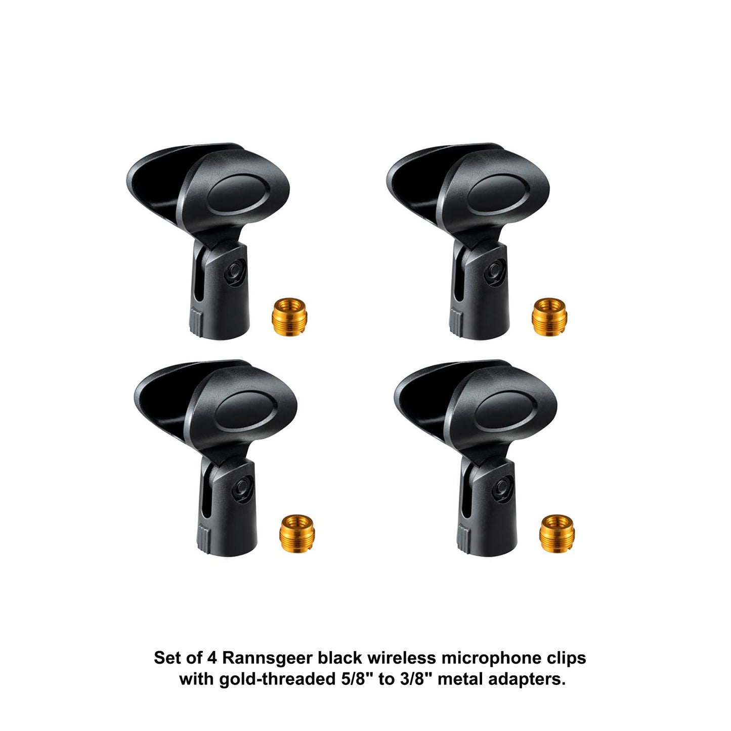 Rannsgeer Wireless Microphone Clips (4 Pack) with 5/8" to 3/8" Adapters