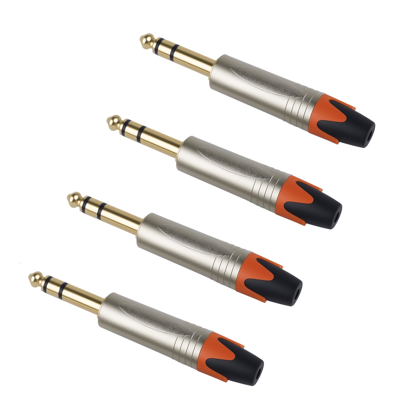 Rannsgeer 1/4" TRS Connectors (4 Pack) - 6.35mm Solder-Type Audio Jacks for DIY Cable Repair
