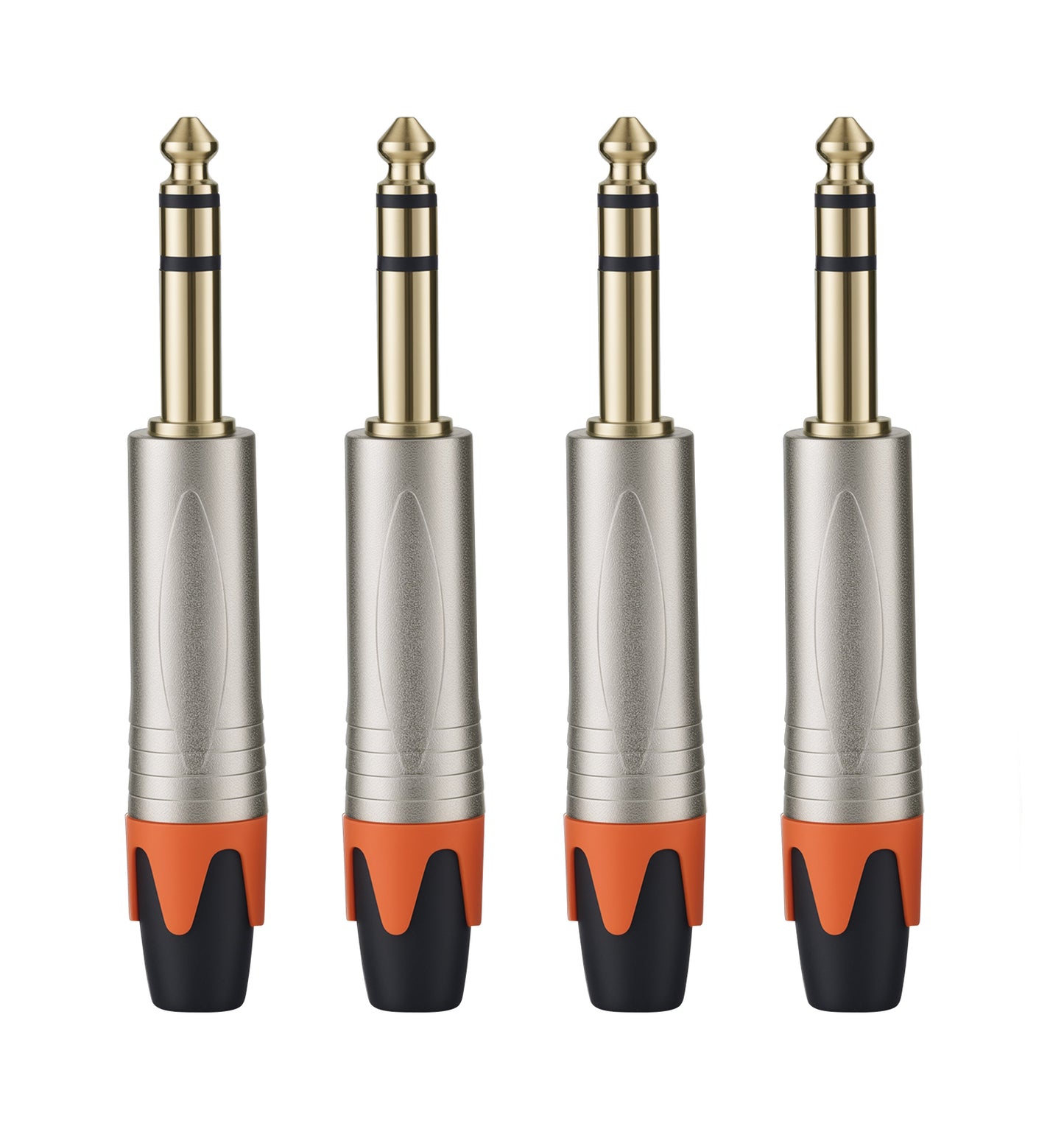Rannsgeer 1/4" TRS Connectors (4 Pack) - 6.35mm Solder-Type Audio Jacks for DIY Cable Repair