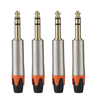 Rannsgeer 1/4" TRS Connectors (4 Pack) - 6.35mm Solder-Type Audio Jacks for DIY Cable Repair