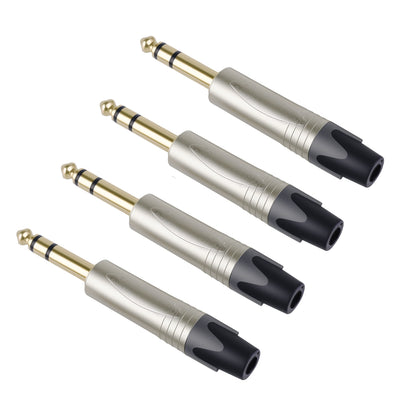 Rannsgeer 1/4" TRS Connectors (4 Pack) - 6.35mm Solder-Type Audio Jacks for DIY Cable Repair