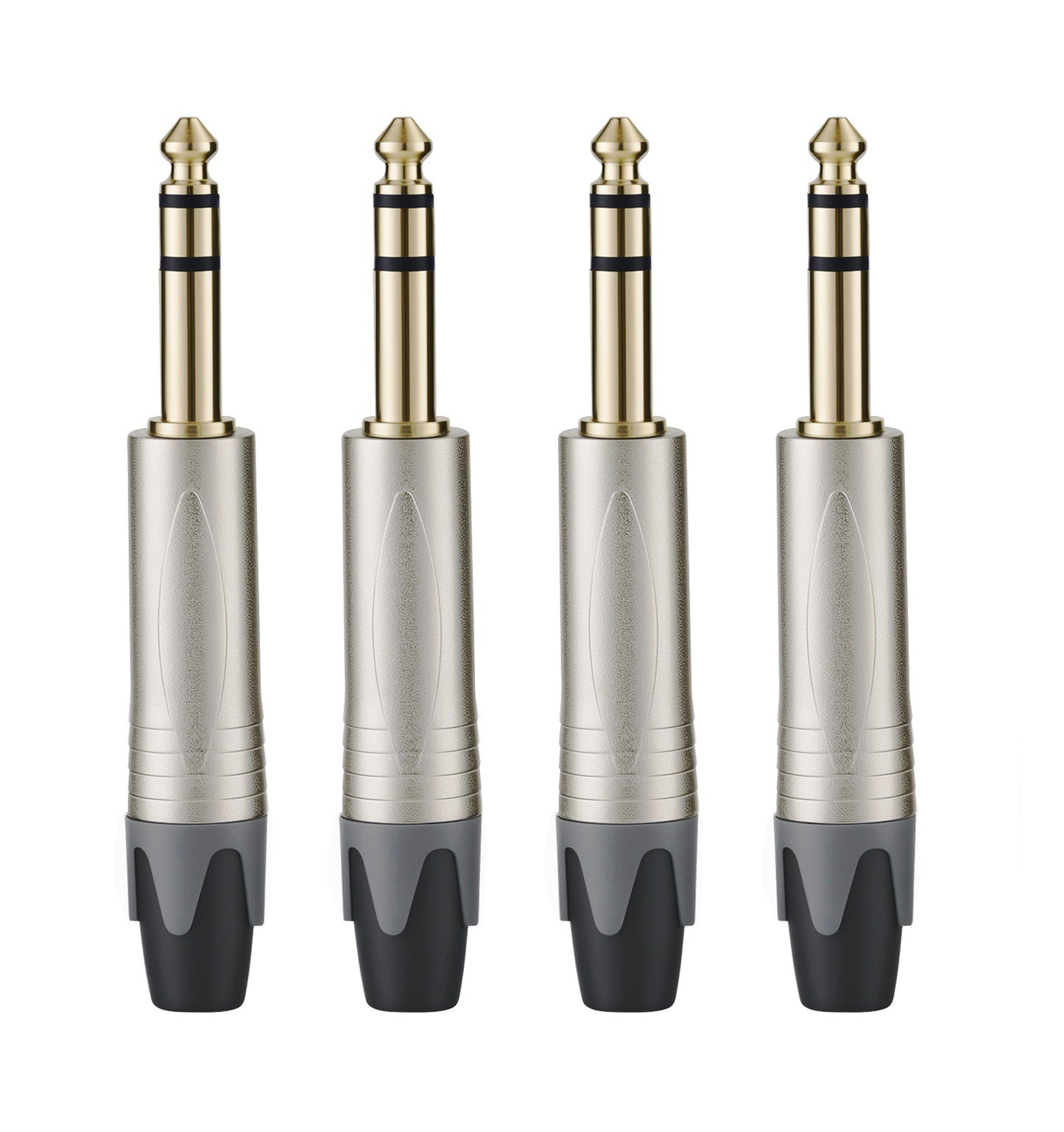 Rannsgeer 1/4" TRS Connectors (4 Pack) - 6.35mm Solder-Type Audio Jacks for DIY Cable Repair