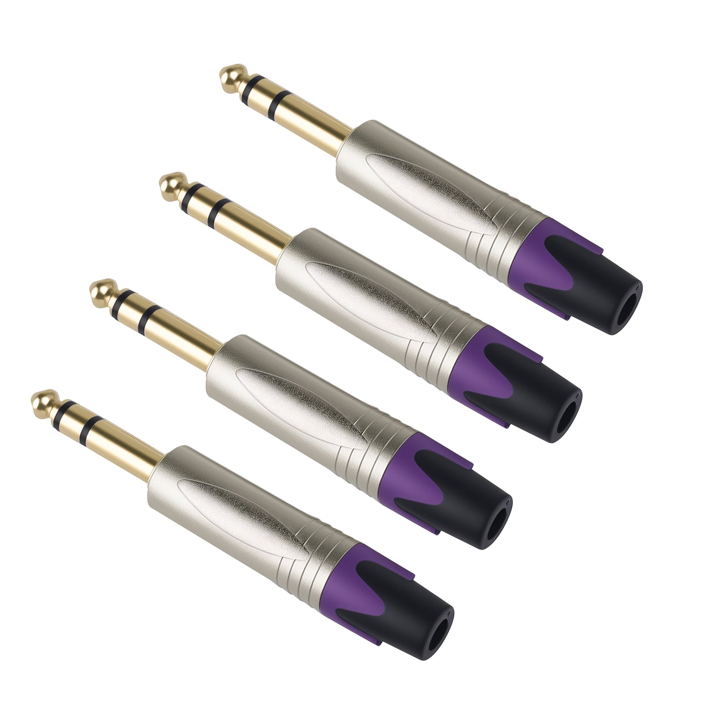Rannsgeer 1/4" TRS Connectors (4 Pack) - 6.35mm Solder-Type Audio Jacks for DIY Cable Repair