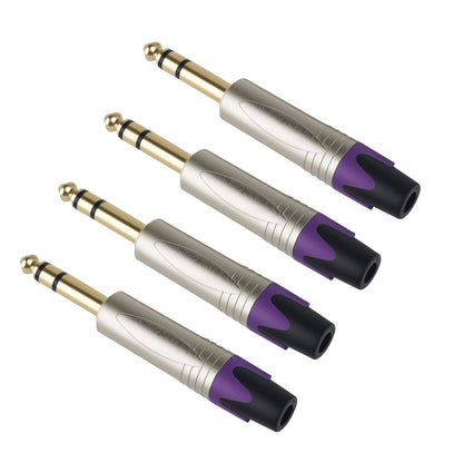 Rannsgeer 1/4" TRS Connectors (4 Pack) - 6.35mm Solder-Type Audio Jacks for DIY Cable Repair