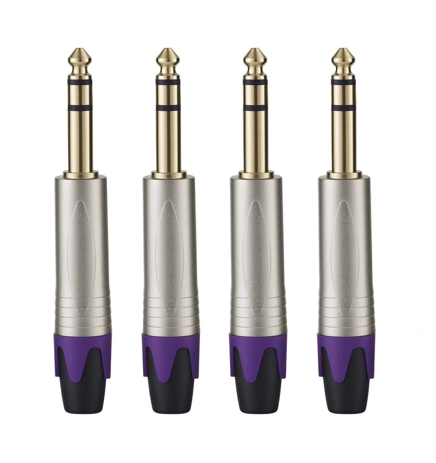 Rannsgeer 1/4" TRS Connectors (4 Pack) - 6.35mm Solder-Type Audio Jacks for DIY Cable Repair