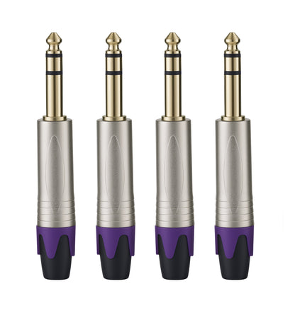 Rannsgeer 1/4" TRS Connectors (4 Pack) - 6.35mm Solder-Type Audio Jacks for DIY Cable Repair