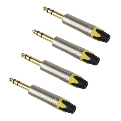Rannsgeer 1/4" TRS Connectors (4 Pack) - 6.35mm Solder-Type Audio Jacks for DIY Cable Repair