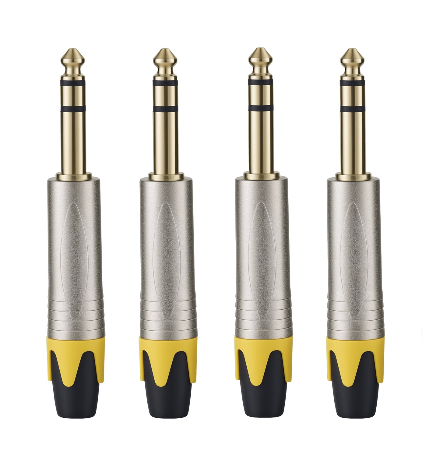 Rannsgeer 1/4" TRS Connectors (4 Pack) - 6.35mm Solder-Type Audio Jacks for DIY Cable Repair