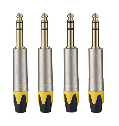 Rannsgeer 1/4" TRS Connectors (4 Pack) - 6.35mm Solder-Type Audio Jacks for DIY Cable Repair