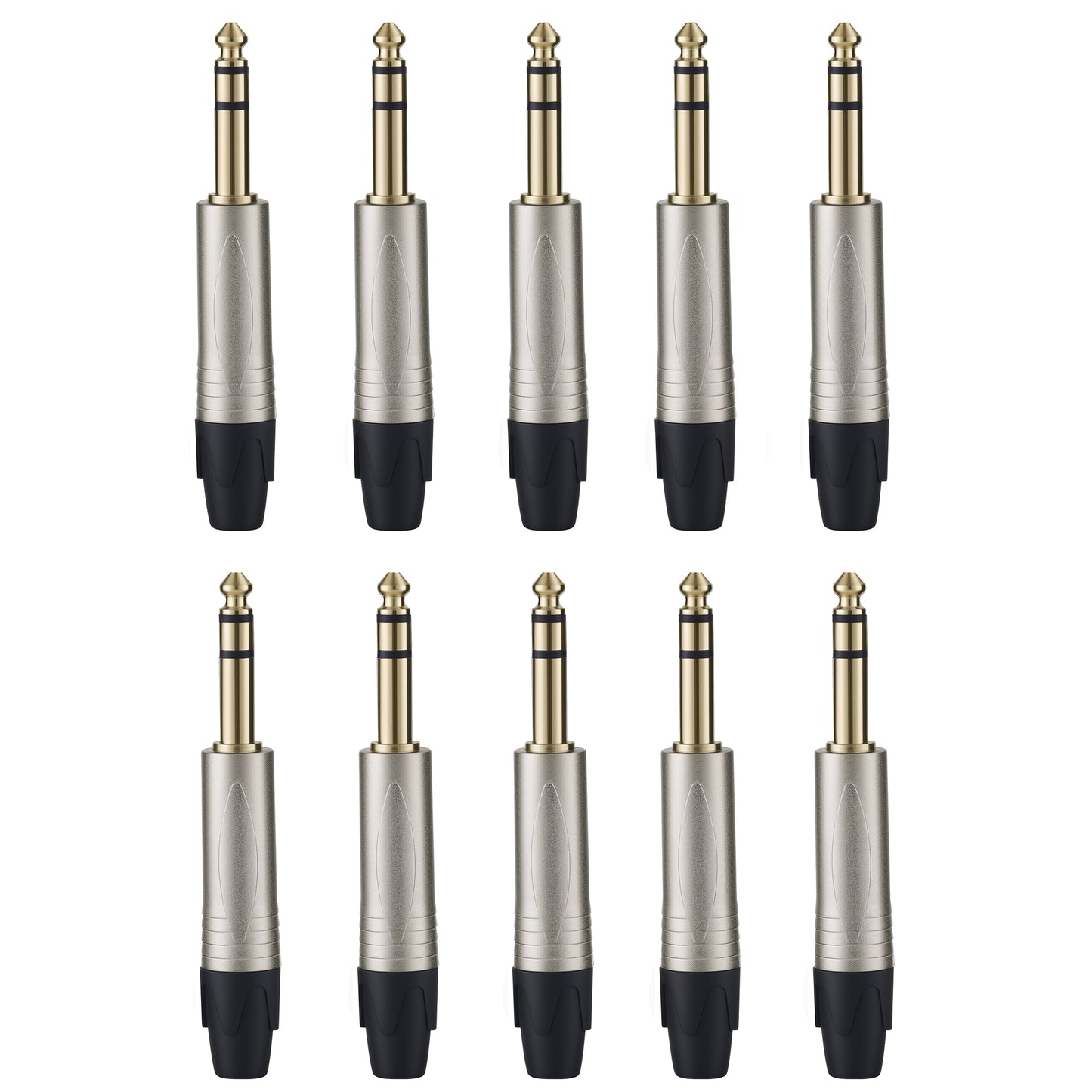 Rannsgeer 1/4" TRS Male Connector Plug (6.35mm) - Solder Type for DIY Audio Cable Repair