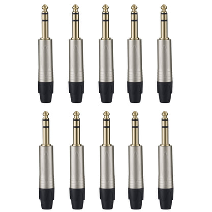 Rannsgeer 1/4" TRS Male Connector Plug (6.35mm) - Solder Type for DIY Audio Cable Repair