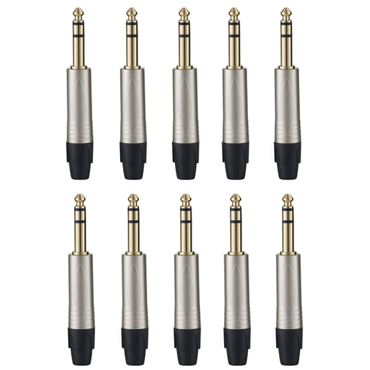 Rannsgeer 1/4" TRS Male Connector Plug (6.35mm) - Solder Type for DIY Audio Cable Repair