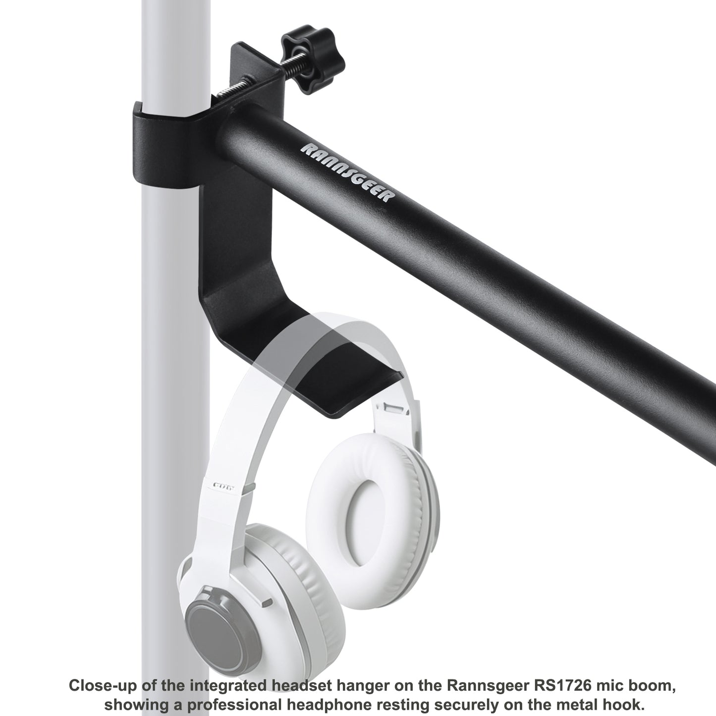 Rannsgeer 10"-18" Adjustable Microphone Extension Boom Arm with Integrated Headset Hanger (RS1726)