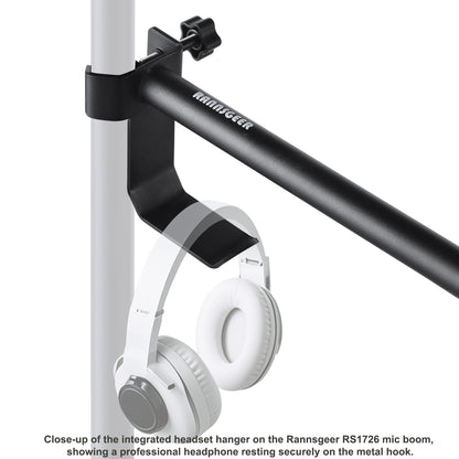 Rannsgeer 10"-18" Adjustable Microphone Extension Boom Arm with Integrated Headset Hanger (RS1726)