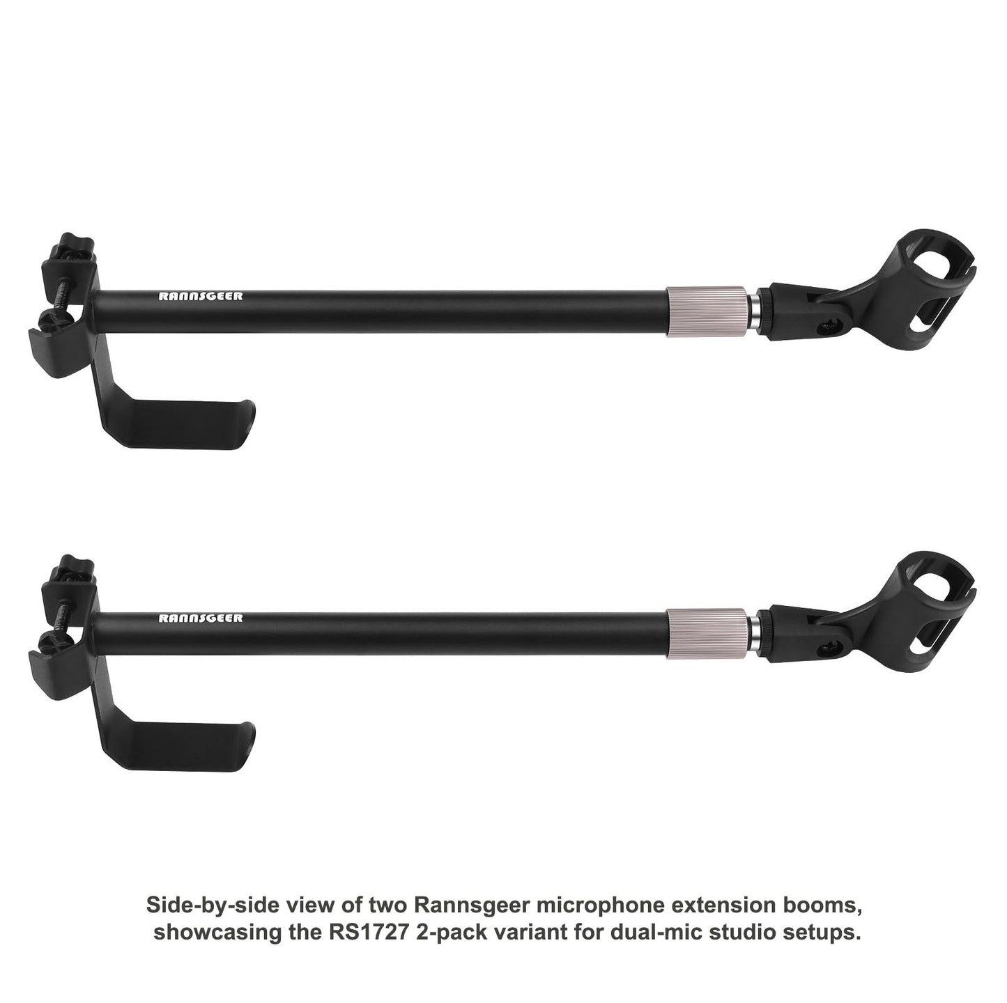Rannsgeer 10"-18" Adjustable Microphone Extension Boom Arm with Integrated Headset Hanger (RS1726)