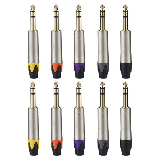 Rannsgeer 1/4" TRS Male Connector Plug (6.35mm) - Solder Type for DIY Audio Cable Repair