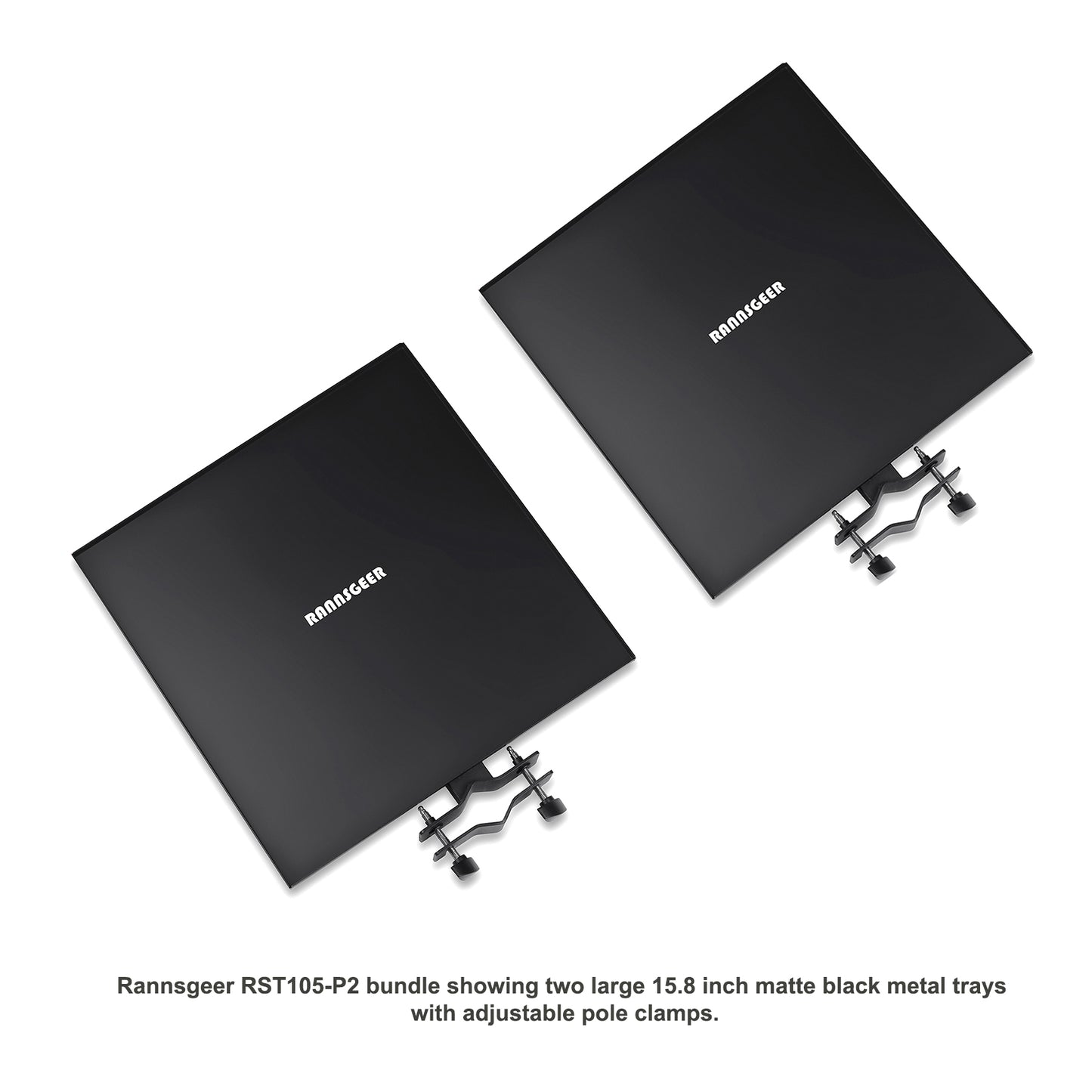 Rannsgeer RST105-P2 2-Pack Large Metal Trays for Speaker & TV Stands (15.8" x 15.8")