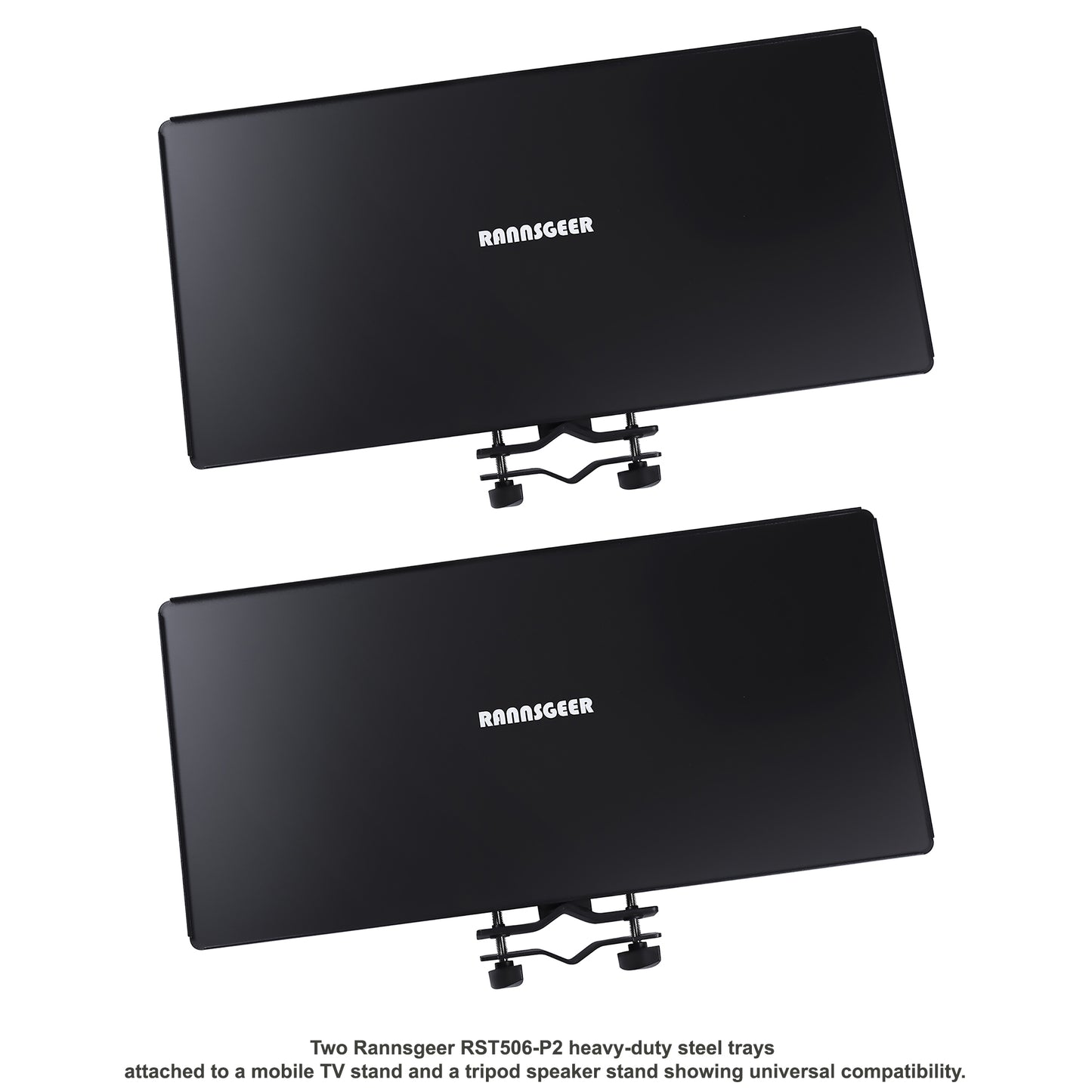 Rannsgeer RST506-P2 2-Pack Heavy Duty Steel Tray for TV Stands & Speaker Mounts