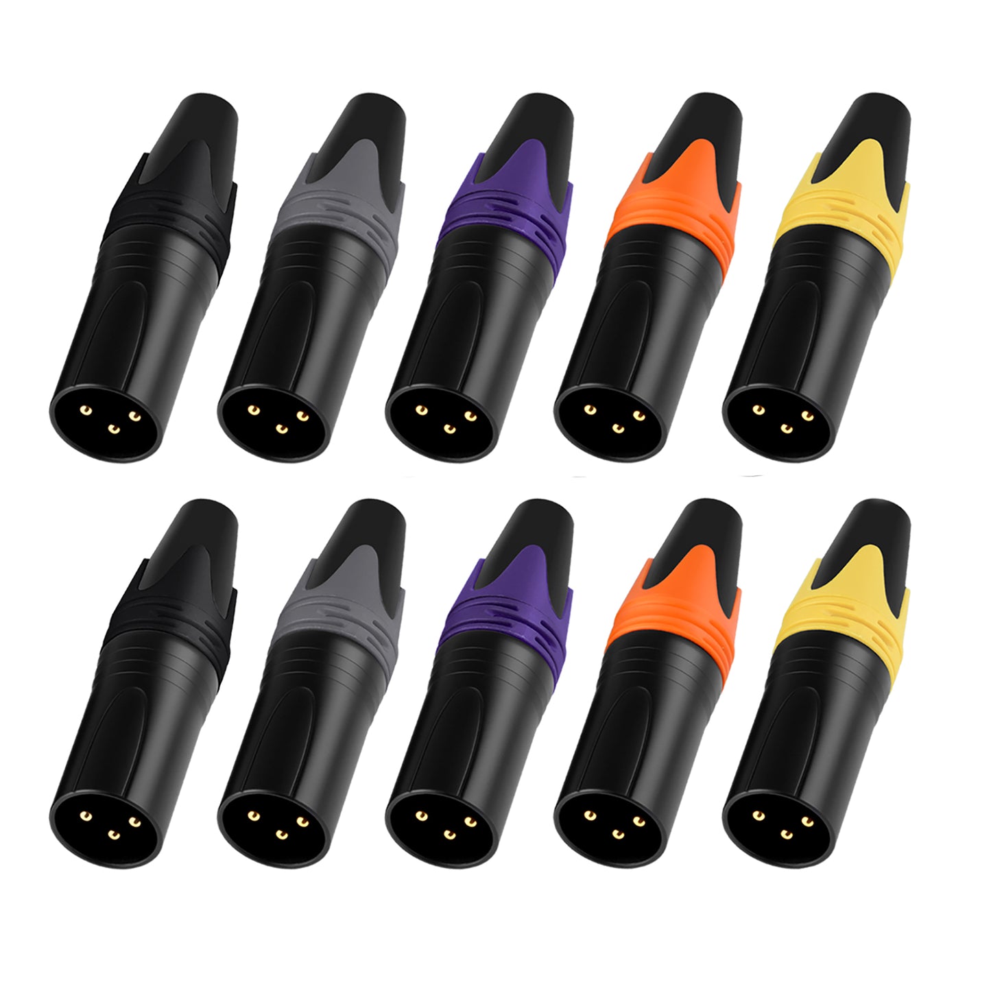 Rannsgeer 10-Pack Male XLR Connectors - 3-Pin Pro Audio Plugs for DIY Cables - 5 Assorted Colors