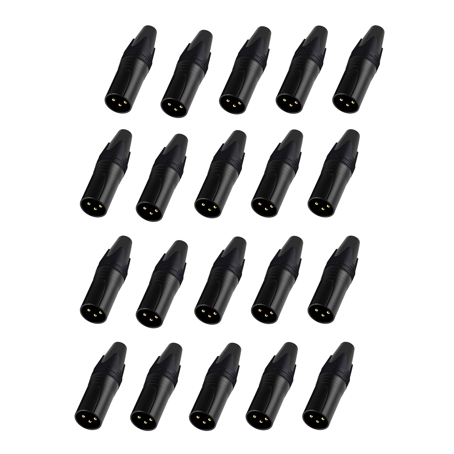 Rannsgeer 20-Pack 3-Pin XLR Male Connectors - DIY Solder Type Audio Plug (Black)