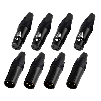 Rannsgeer 40 Pair 3-Pin XLR Connector Set (Male & Female) - Black Metal Housing RXLR-P40-BK