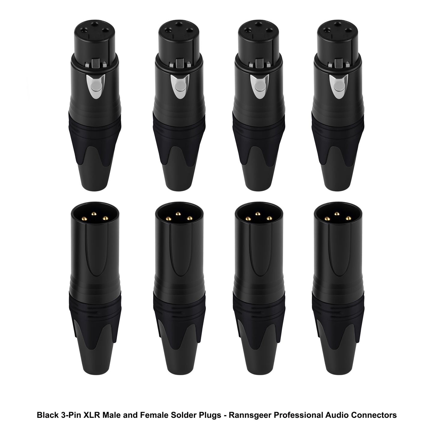 Rannsgeer 3-Pin XLR Male & Female Connectors (4 Pairs) – DIY Audio Cable Plug Set