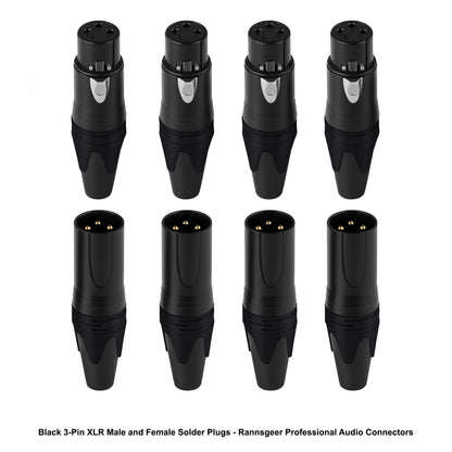 Rannsgeer 3-Pin XLR Male & Female Connectors (4 Pairs) – DIY Audio Cable Plug Set
