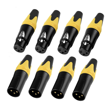 Rannsgeer 3-Pin XLR Male & Female Connectors (4 Pairs) – DIY Audio Cable Plug Set