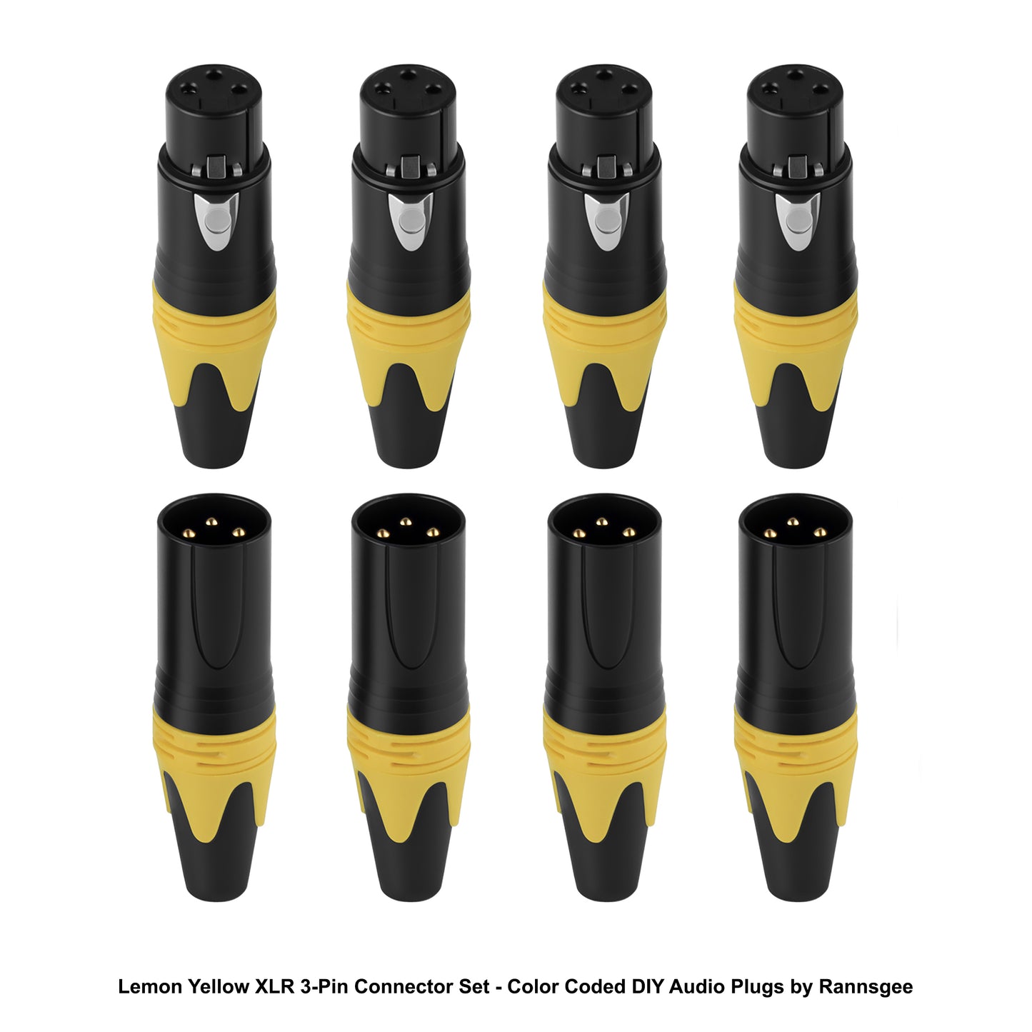 Rannsgeer 3-Pin XLR Male & Female Connectors (4 Pairs) – DIY Audio Cable Plug Set