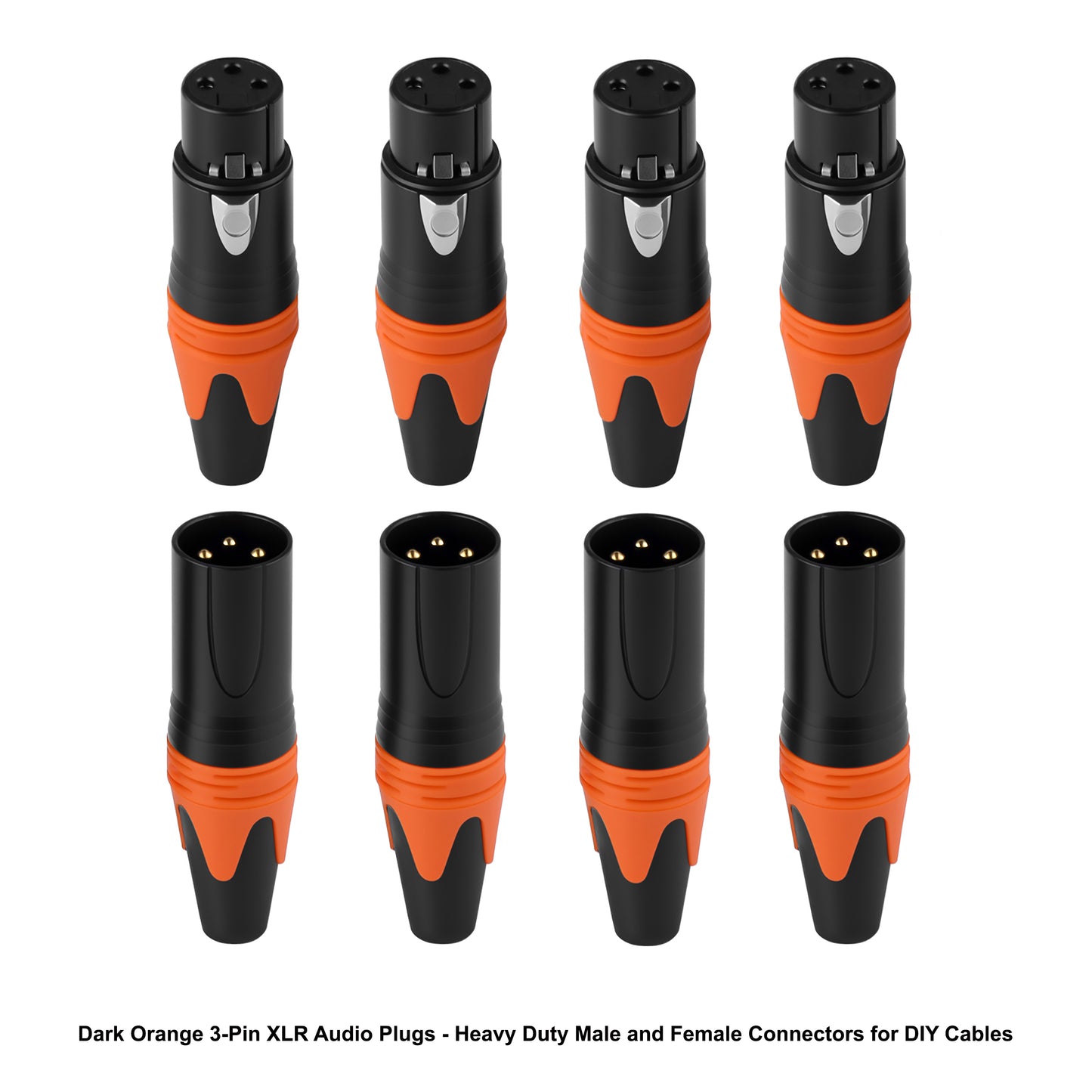 Rannsgeer 3-Pin XLR Male & Female Connectors (4 Pairs) – DIY Audio Cable Plug Set
