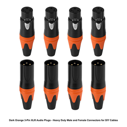 Rannsgeer 3-Pin XLR Male & Female Connectors (4 Pairs) – DIY Audio Cable Plug Set