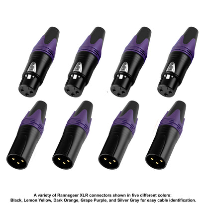 Rannsgeer 3-Pin XLR Male & Female Connectors (4 Pairs) – DIY Audio Cable Plug Set