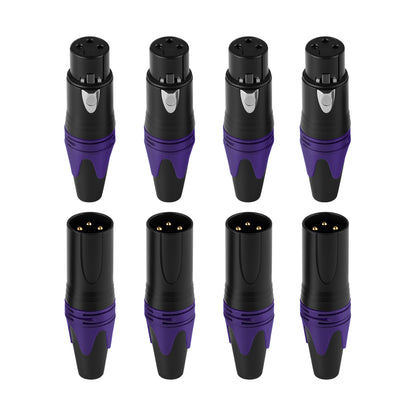 Rannsgeer 3-Pin XLR Male & Female Connectors (4 Pairs) – DIY Audio Cable Plug Set