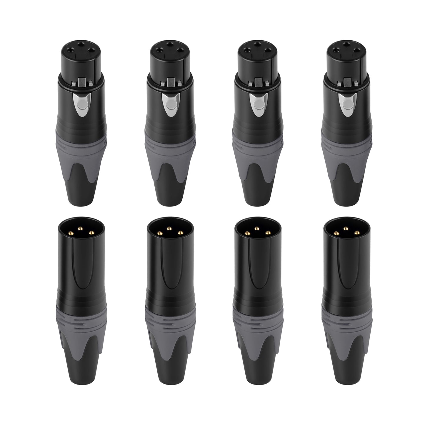 Rannsgeer 3-Pin XLR Male & Female Connectors (4 Pairs) – DIY Audio Cable Plug Set