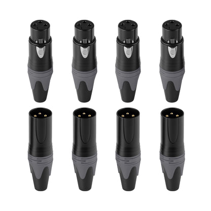 Rannsgeer 3-Pin XLR Male & Female Connectors (4 Pairs) – DIY Audio Cable Plug Set