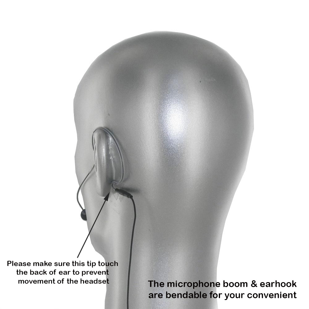 Rannsgeer Mini Headset Rannsgeer Microphone cH-Style Earhook Headset Mic for Audio Technica Bodypack Transmitter (Tan)