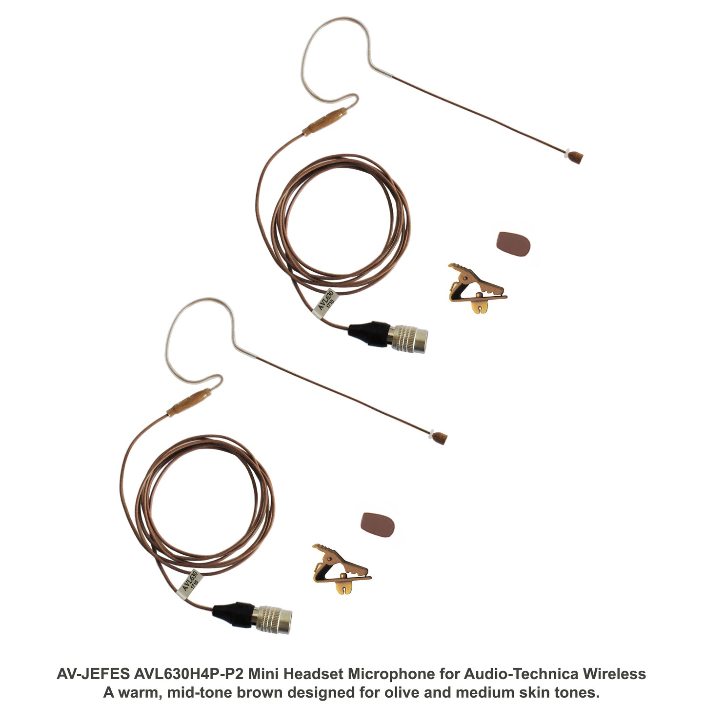 AV-JEFES AVL630H4P-P2 Tan Mini Headset Microphone for Audio-Technica Wireless (2-Pack)